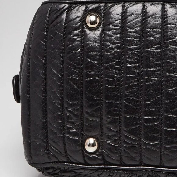 Chanel Black Lambskin Leather Astrakhan Bowling Bag - Picture 2 of 12